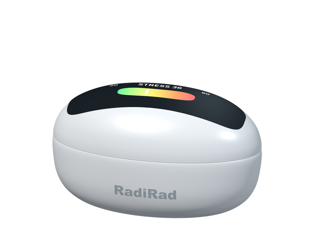 RadiAuris concept earbuds and charging case with curved display