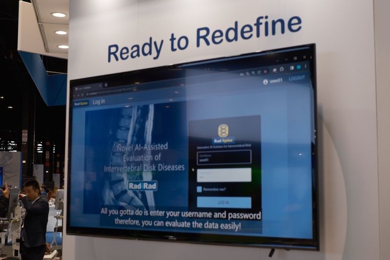 RadiHeart cardiovascular care poster at the RSNA 2023 booth